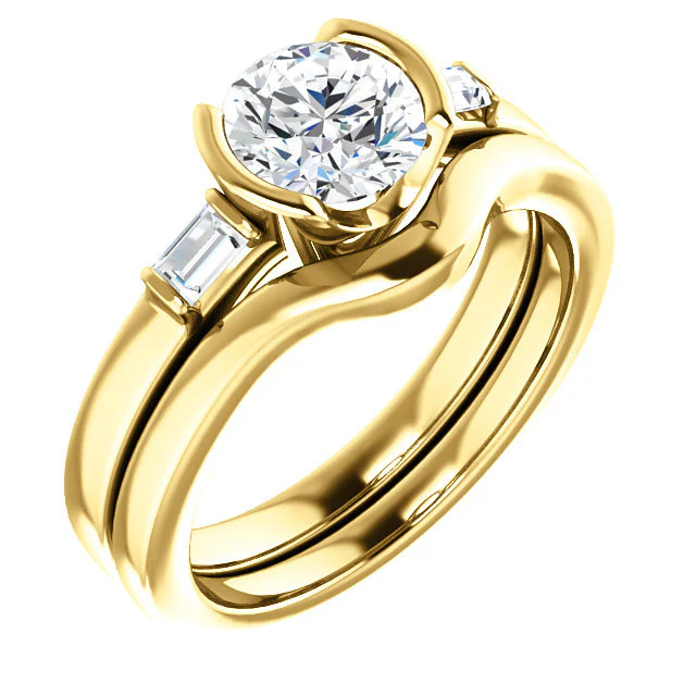 CZ Wedding Set, Style 04-43 feat The Stephanie engagement ring (Customizable Bezel And Baguette) - Image 3