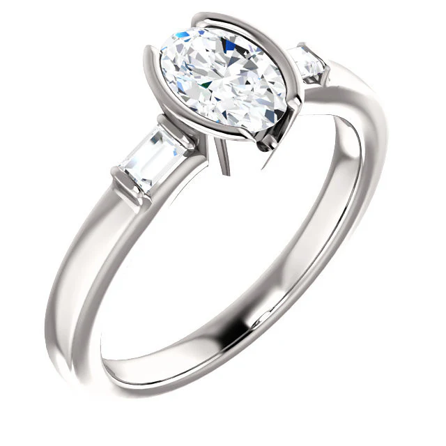 CZ Wedding Set, Style 04-43 feat The Stephanie engagement ring (Customizable Bezel And Baguette) - Image 5