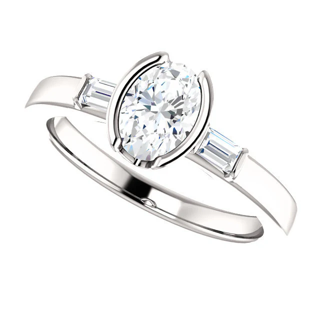 CZ Wedding Set, Style 04-43 feat The Stephanie engagement ring (Customizable Bezel And Baguette) - Image 9