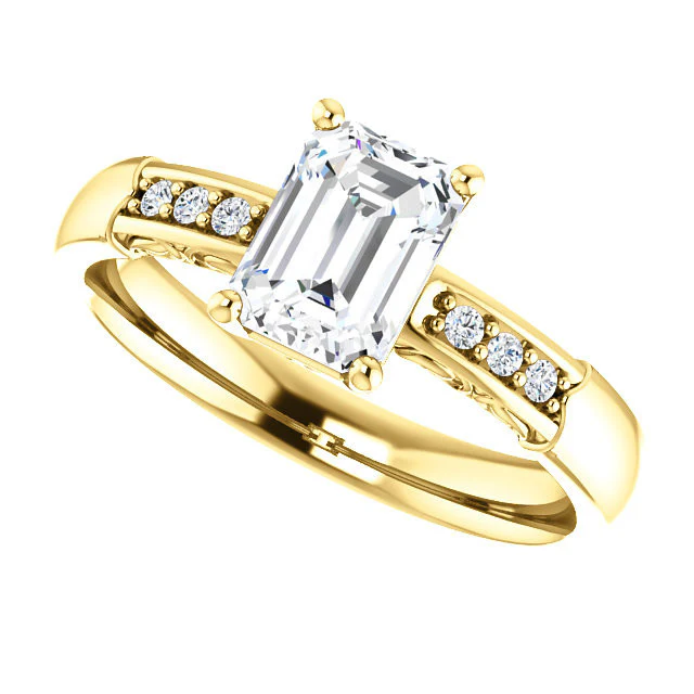 CZ Wedding Set, Style 034 featuring The Gabrielle engagement ring (Customizable Center featuring Round Side Stones and Filigree) - Image 12