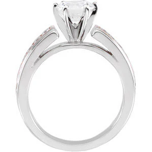 CZ Wedding Set, Style 232 featuring The Natalie engagement ring (Customizable Center Stone with Two-Tone Princess Channel Band) - Image 4