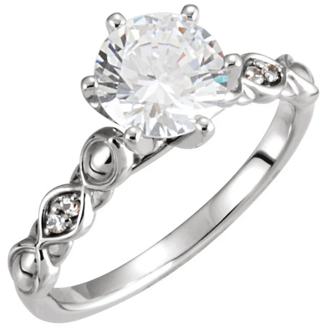 Cubic Zirconia Engagement Ring- The Terri (0.25-1.0 Carat Round-Cut Solitaire with Pillow-Inspired Band) - Image 3