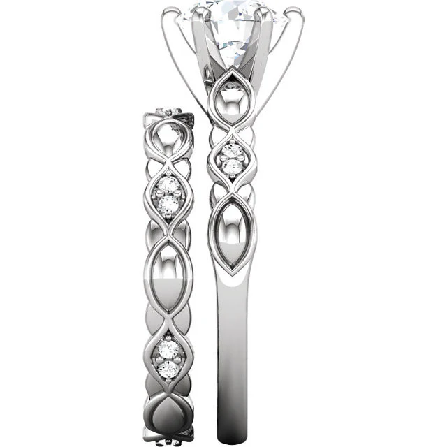 Cubic Zirconia Engagement Ring- The Terri (0.25-1.0 Carat Round-Cut Solitaire with Pillow-Inspired Band) - Image 5