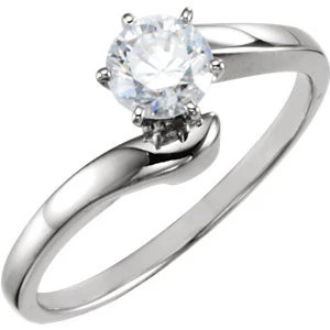 Cubic Zirconia Engagement Ring- The Julie (Customizable Modern Style Solitaire with Bypass Band) - Image 3