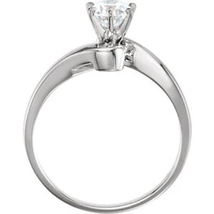 Cubic Zirconia Engagement Ring- The Julie (Customizable Modern Style Solitaire with Bypass Band) - Image 4