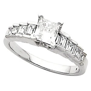 Cubic Zirconia Engagement Ring- The Melanie (Customizable Setting with 8-Stone "Stairs" Baguette Channel) - Image 3