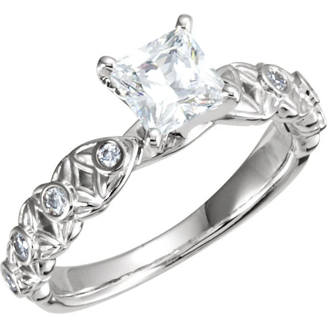 Cubic Zirconia Engagement Ring- The Laura (0.75-1.0 Carat Princess Cut Starfish-inspired Eternity Band) - Image 3
