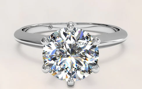 Cubic Zirconia Engagement Ring- A Round Cut Solitaire with Straight Edge Prongs - Image 5
