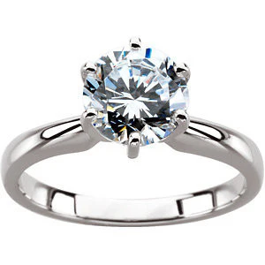 Cubic Zirconia Engagement Ring- A Round Cut Solitaire with Straight Edge Prongs - Image 6