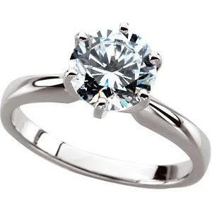 Cubic Zirconia Engagement Ring- A Round Cut Solitaire with Straight Edge Prongs - Image 9