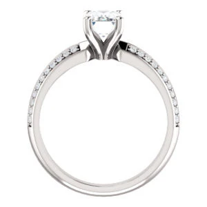 Cubic Zirconia Engagement Ring- The Layla (Customizable Emerald Cut Design with Segmented Double-Pavé Band) - Image 3