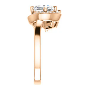 Cubic Zirconia Engagement Ring- The Lupita (Customizable Enhanced 2-stone Asymmetrical Asscher Cut Design with Semi-Halo) - Image 10