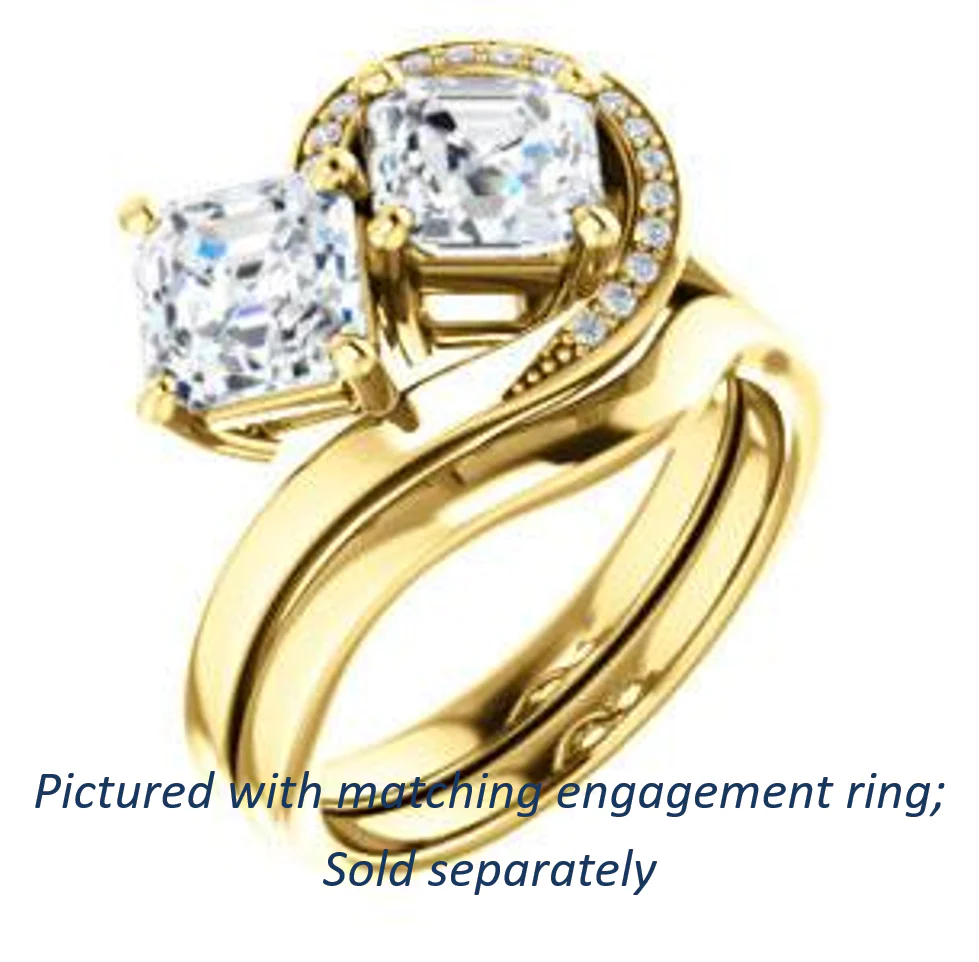 Cubic Zirconia Engagement Ring- The Lupita (Customizable Enhanced 2-stone Asymmetrical Asscher Cut Design with Semi-Halo) - Image 12