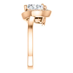 Cubic Zirconia Engagement Ring- The Lupita (Customizable Enhanced 2-stone Asymmetrical Heart Cut Design with Semi-Halo) - Image 10