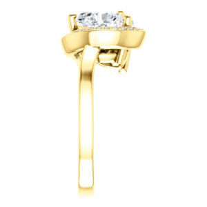 Cubic Zirconia Engagement Ring- The Lupita (Customizable Enhanced 2-stone Asymmetrical Heart Cut Design with Semi-Halo) - Image 5