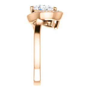 Cubic Zirconia Engagement Ring- The Lupita (Customizable Enhanced 2-stone Asymmetrical Pear Cut Design with Semi-Halo) - Image 10