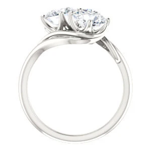 Cubic Zirconia Engagement Ring- The Yuli (Customizable 2-stone Round Cut Design with Artisan Bypass Split Band) - Image 3